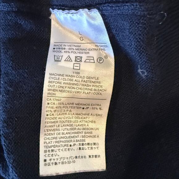 Banana Republic Factory Men's Navy Merino Wool Blend Half Zip Sweater - Large - Picture 7 of 7